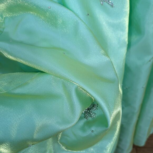 Vintage Cache Prom Dress Maxi Ball Gown XS Green Fairy Princess Y2K Corset Bead - Picture 5 of 15